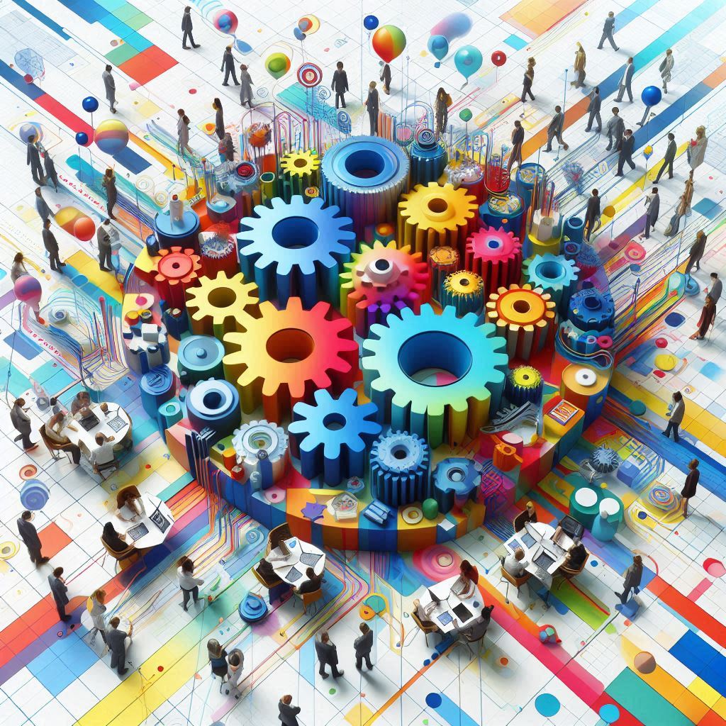AI generated image of collaboration full of colour