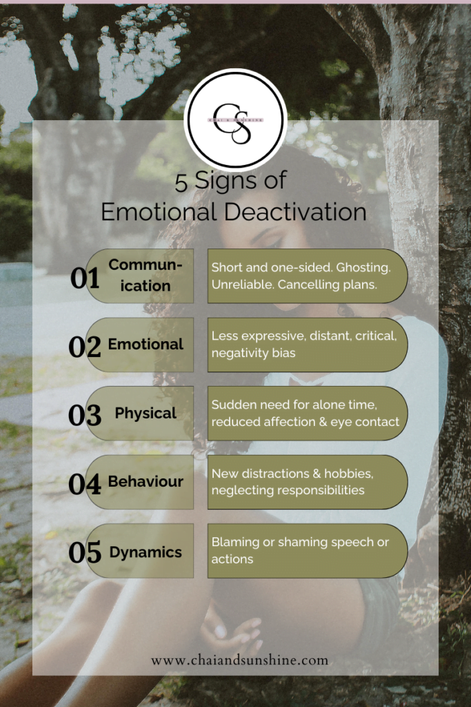 5 signs of emotional deactivation list