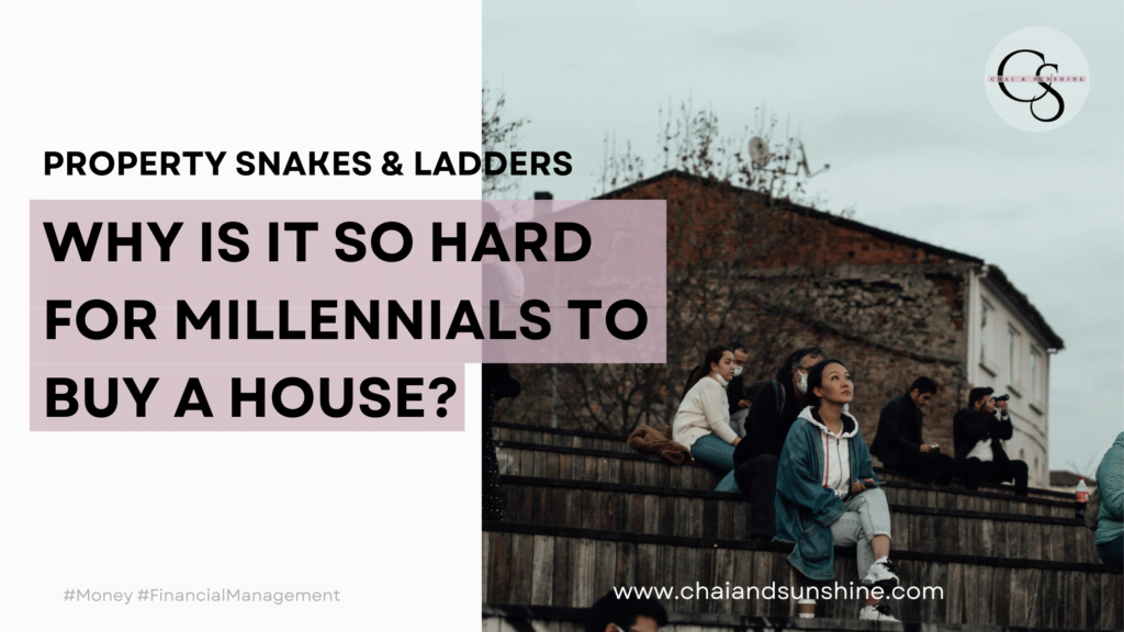Why is it so Hard for Millennials to Buy a House? Property Snakes and Ladders. Picture of a dilapidated and graffitied area with young people looking up at the sky forlorn. Dark.