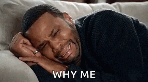 Why me: related to what are the signs of histamine intolerance. Actor from Blackish on a couch, crying