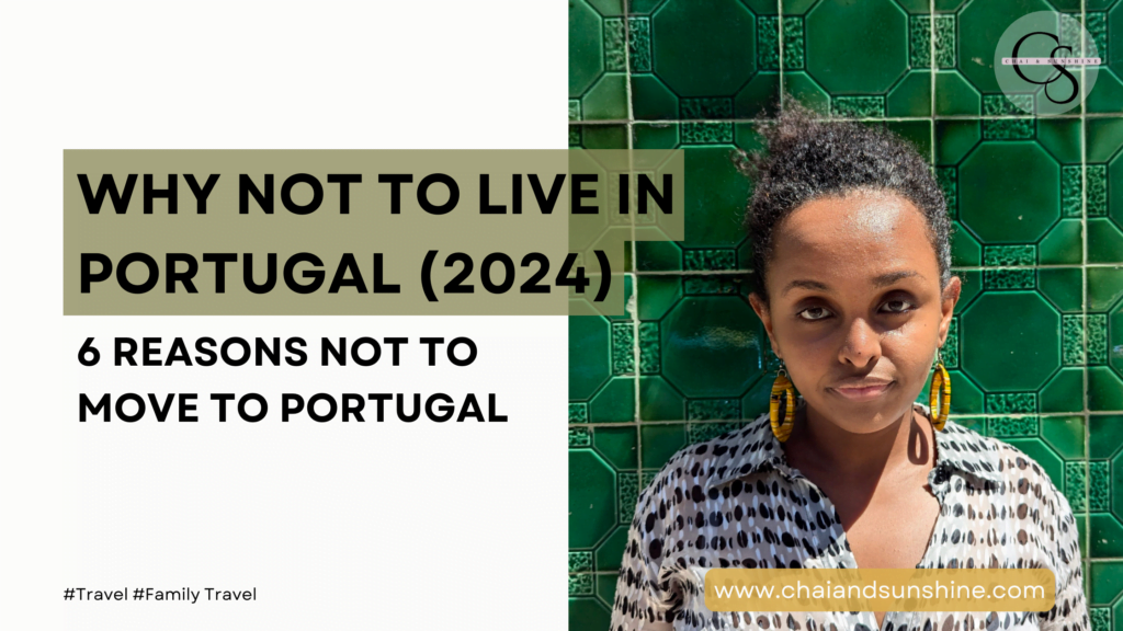 why not to live in portugal (2024) 6 reasons not to move to portugal - picture of a black woman infront of green tiles looking mildly disgruntled