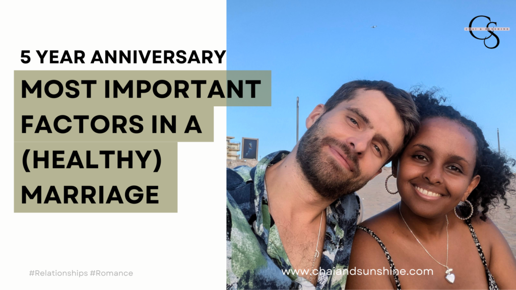 5 Year Anniversary | Most Important Factors in a Marriage (Healthy Marriage) - picture of interracial couple on the beach, white man, black woman